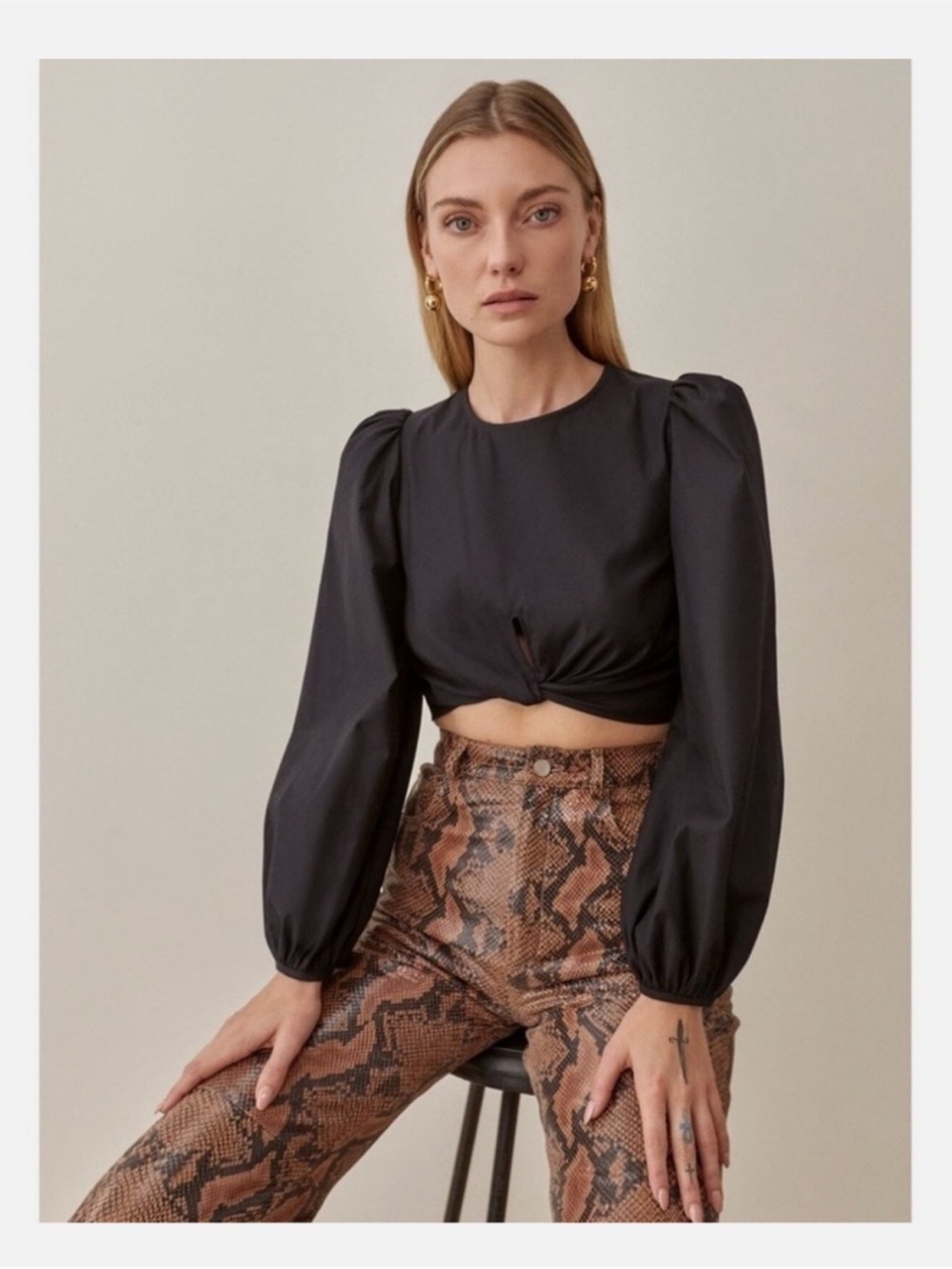 NWOT Reformation Derek Crop Top in Black